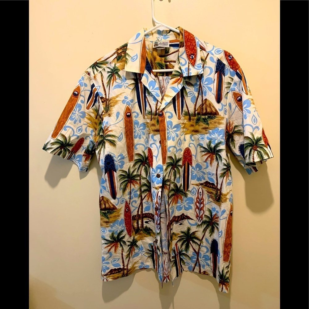 Aloha Republic MENS L Hawaiian Casual Shirt 100% Cotton